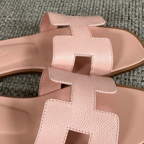 NEW Hermes Rose Pale Epsom Calfskin Oran SandalS - Picture 11 of 13